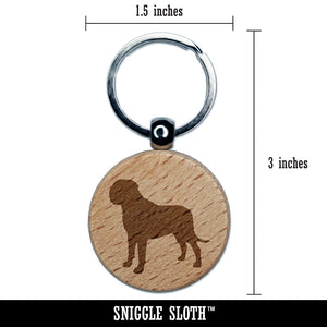 English Mastiff Dog Solid Engraved Wood Round Keychain Tag Charm