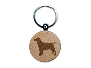 English Springer Spaniel Dog Solid Engraved Wood Round Keychain Tag Charm