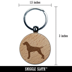 German Shorthaired Pointer Dog Solid Engraved Wood Round Keychain Tag Charm