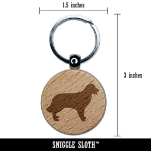 Golden Retriever Dog Solid Engraved Wood Round Keychain Tag Charm