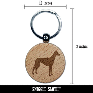 Greyhound Dog Solid Engraved Wood Round Keychain Tag Charm