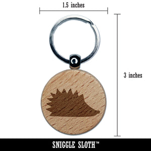 Hedgehog Profile Solid Engraved Wood Round Keychain Tag Charm