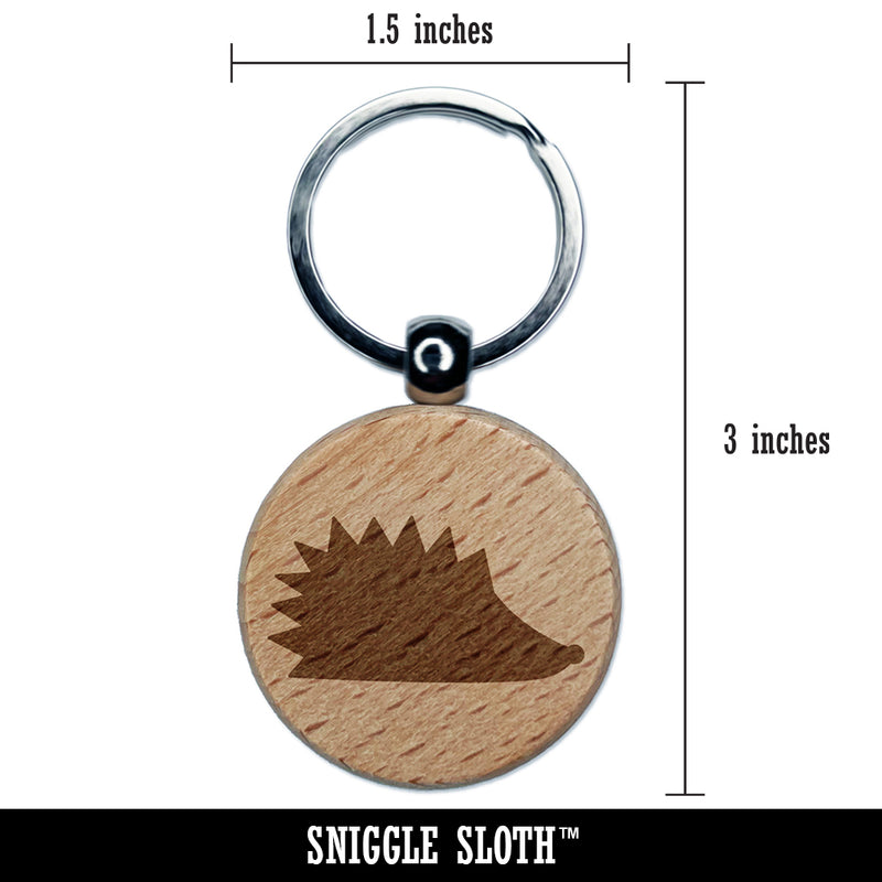 Hedgehog Profile Solid Engraved Wood Round Keychain Tag Charm