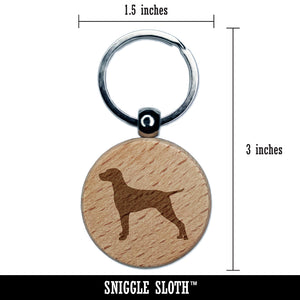 Hungarian Vizsla Dog Solid Engraved Wood Round Keychain Tag Charm