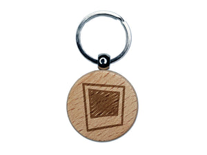 Instant Photograph Sketch Engraved Wood Round Keychain Tag Charm