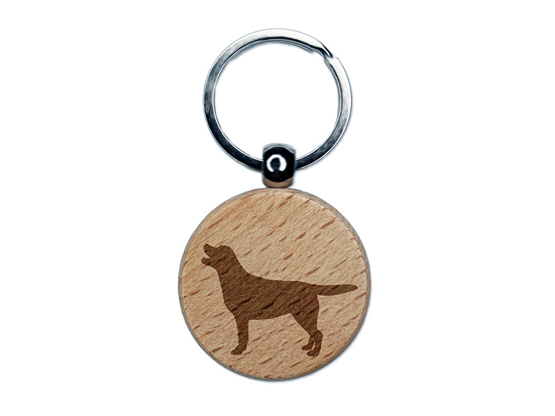 Labrador Retriever Dog Solid Engraved Wood Round Keychain Tag Charm