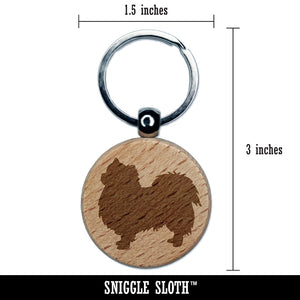Long Coat Chihuahua Dog Solid Engraved Wood Round Keychain Tag Charm