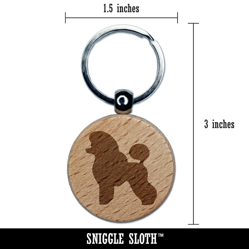 Miniature Poodle Dog Solid Engraved Wood Round Keychain Tag Charm