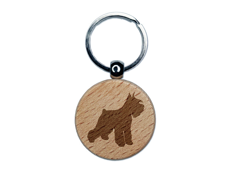 Miniature Schnauzer Dog Solid Engraved Wood Round Keychain Tag Charm
