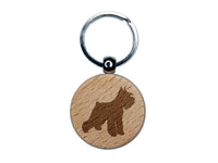 Miniature Schnauzer Dog Solid Engraved Wood Round Keychain Tag Charm