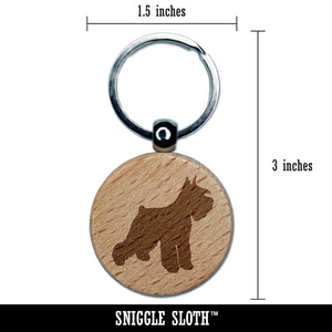Miniature Schnauzer Dog Solid Engraved Wood Round Keychain Tag Charm