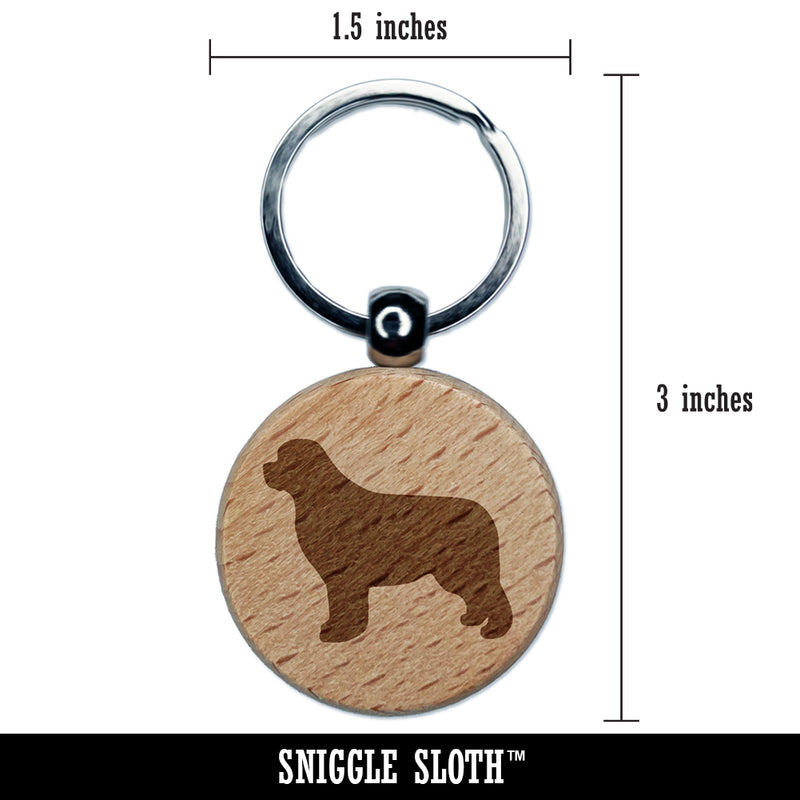 Newfoundland Dog Solid Engraved Wood Round Keychain Tag Charm