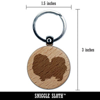 Pekingese Dog Solid Engraved Wood Round Keychain Tag Charm