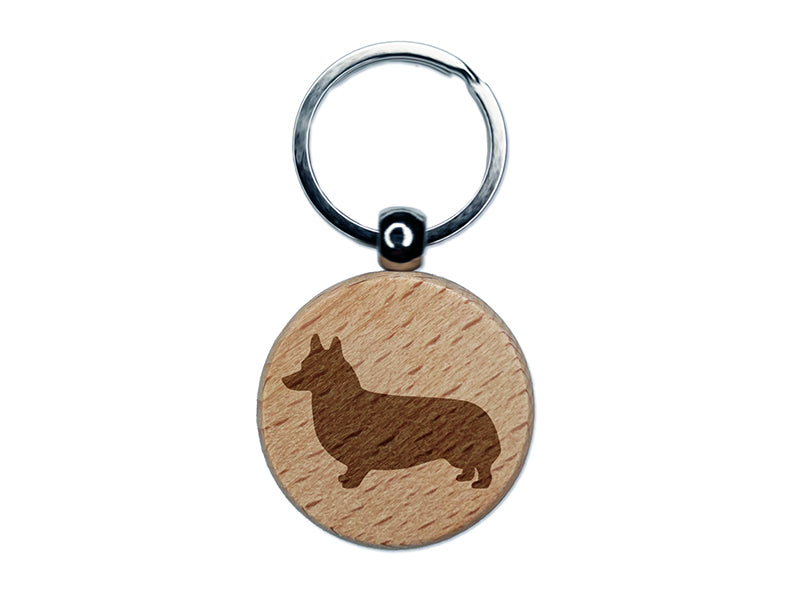 Pembroke Welsh Corgi Dog Solid Engraved Wood Round Keychain Tag Charm