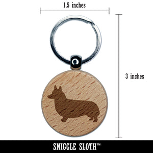 Pembroke Welsh Corgi Dog Solid Engraved Wood Round Keychain Tag Charm