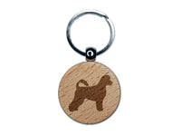 Portuguese Water Dog Solid Engraved Wood Round Keychain Tag Charm