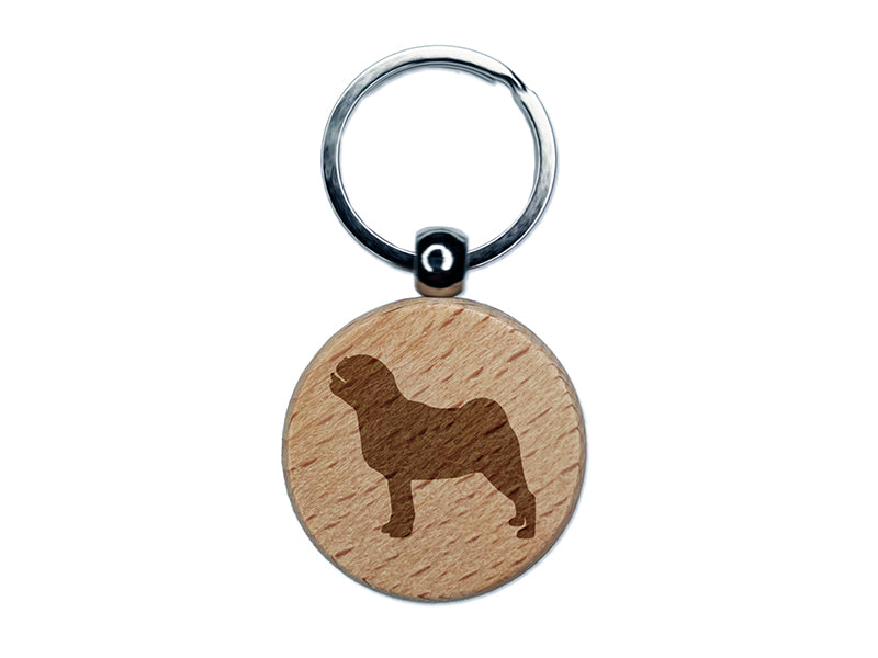 Pug Dog Solid Engraved Wood Round Keychain Tag Charm