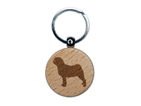 Pug Dog Solid Engraved Wood Round Keychain Tag Charm