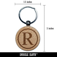 Registered Trademark Symbol Engraved Wood Round Keychain Tag Charm