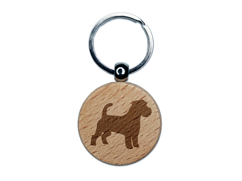 Rough Coated Jack Russell Terrier Parson Dog Solid Engraved Wood Round Keychain Tag Charm