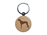 Saluki Dog Solid Engraved Wood Round Keychain Tag Charm