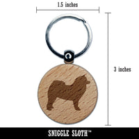 Samoyed Dog Solid Engraved Wood Round Keychain Tag Charm