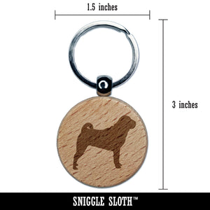 Shar-Pei Dog Solid Engraved Wood Round Keychain Tag Charm