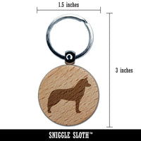 Siberian Husky Dog Solid Engraved Wood Round Keychain Tag Charm