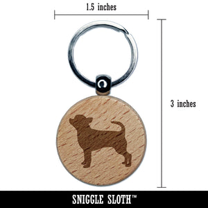 Smooth Coat Chihuahua Apple Head Dog Solid Engraved Wood Round Keychain Tag Charm