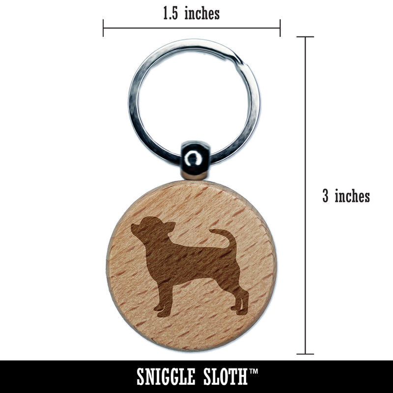 Smooth Coat Chihuahua Apple Head Dog Solid Engraved Wood Round Keychain Tag Charm