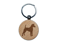 Smooth Fox Terrier Dog Solid Engraved Wood Round Keychain Tag Charm