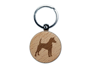 Smooth Fox Terrier Dog Solid Engraved Wood Round Keychain Tag Charm
