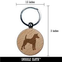 Smooth Fox Terrier Dog Solid Engraved Wood Round Keychain Tag Charm