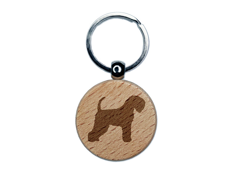 Soft Coated Wheaten Terrier Dog Solid Engraved Wood Round Keychain Tag Charm