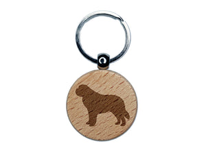 St Bernard Saint Dog Solid Engraved Wood Round Keychain Tag Charm