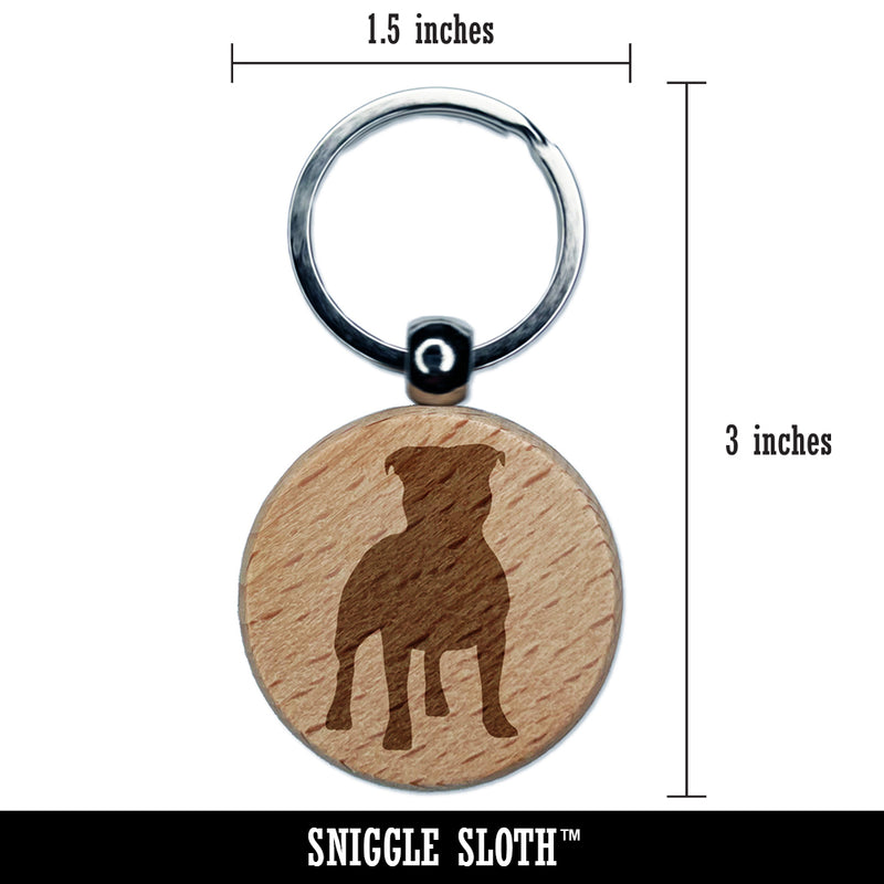 Staffordshire Bull Terrier Dog Solid Engraved Wood Round Keychain Tag Charm