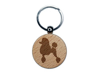 Standard Poodle Dog Solid Engraved Wood Round Keychain Tag Charm