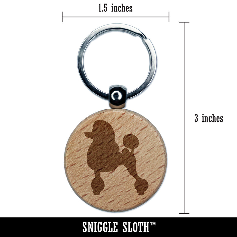Standard Poodle Dog Solid Engraved Wood Round Keychain Tag Charm