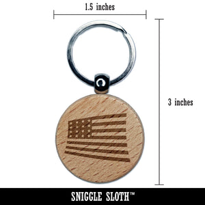 USA United States of America Flag Fun Engraved Wood Round Keychain Tag Charm