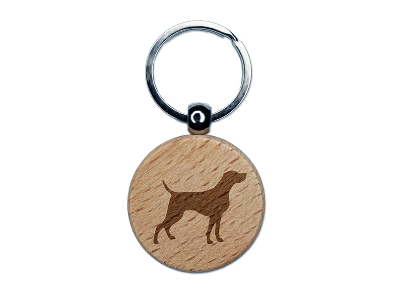 Weimaraner Dog Solid Engraved Wood Round Keychain Tag Charm