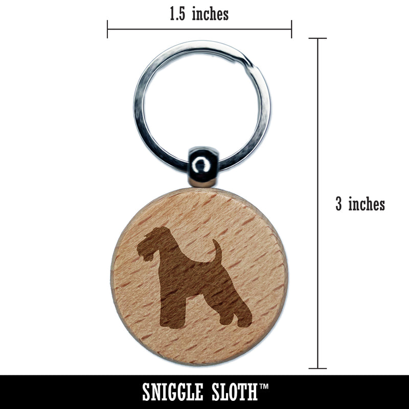 Welsh Terrier Dog Solid Engraved Wood Round Keychain Tag Charm