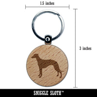 Whippet Dog Solid Engraved Wood Round Keychain Tag Charm