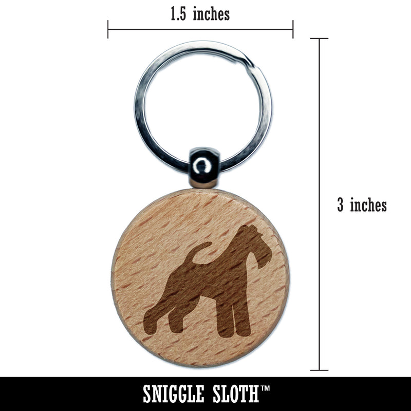 Wire Hair Fox Terrier Dog Solid Engraved Wood Round Keychain Tag Charm