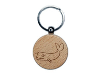 Witty Sperm Whale Engraved Wood Round Keychain Tag Charm