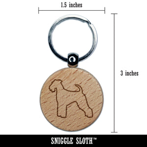 Airedale Terrier Bingley Waterside Dog Outline Engraved Wood Round Keychain Tag Charm