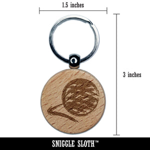 Ball of Yarn Sketch Crochet Knit Engraved Wood Round Keychain Tag Charm