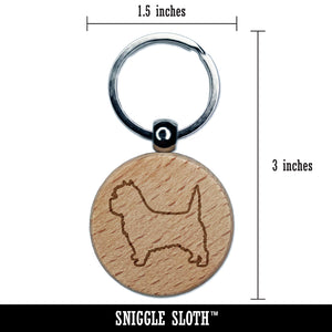 Cairn Terrier Dog Outline Engraved Wood Round Keychain Tag Charm