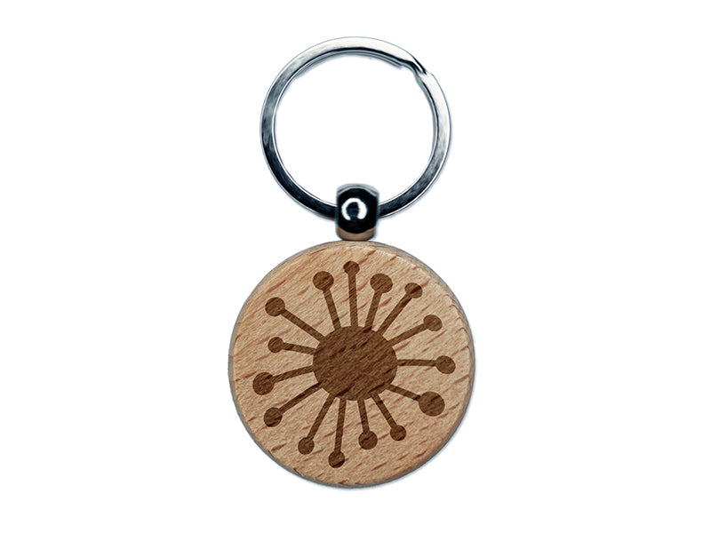 Dandelion Doodle Engraved Wood Round Keychain Tag Charm