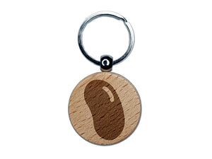 Jelly Bean Solid Engraved Wood Round Keychain Tag Charm