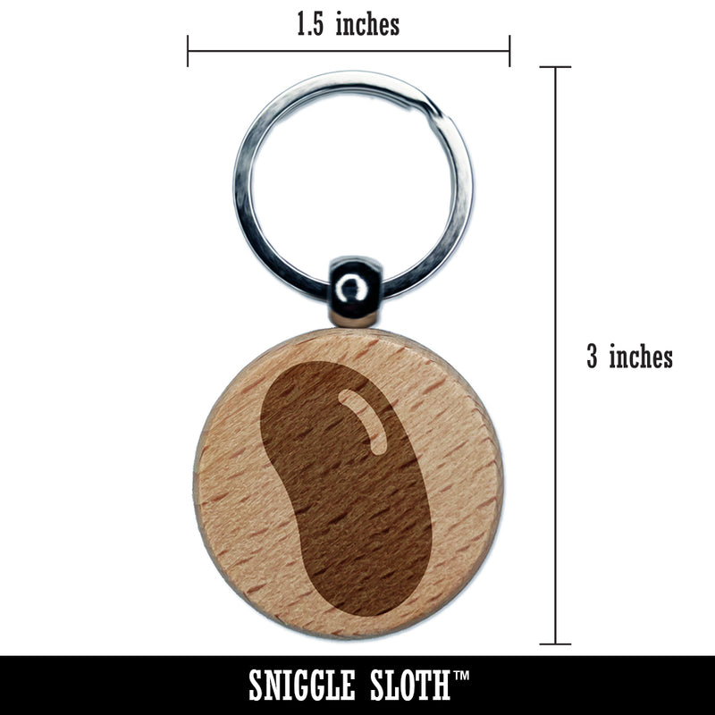 Jelly Bean Solid Engraved Wood Round Keychain Tag Charm